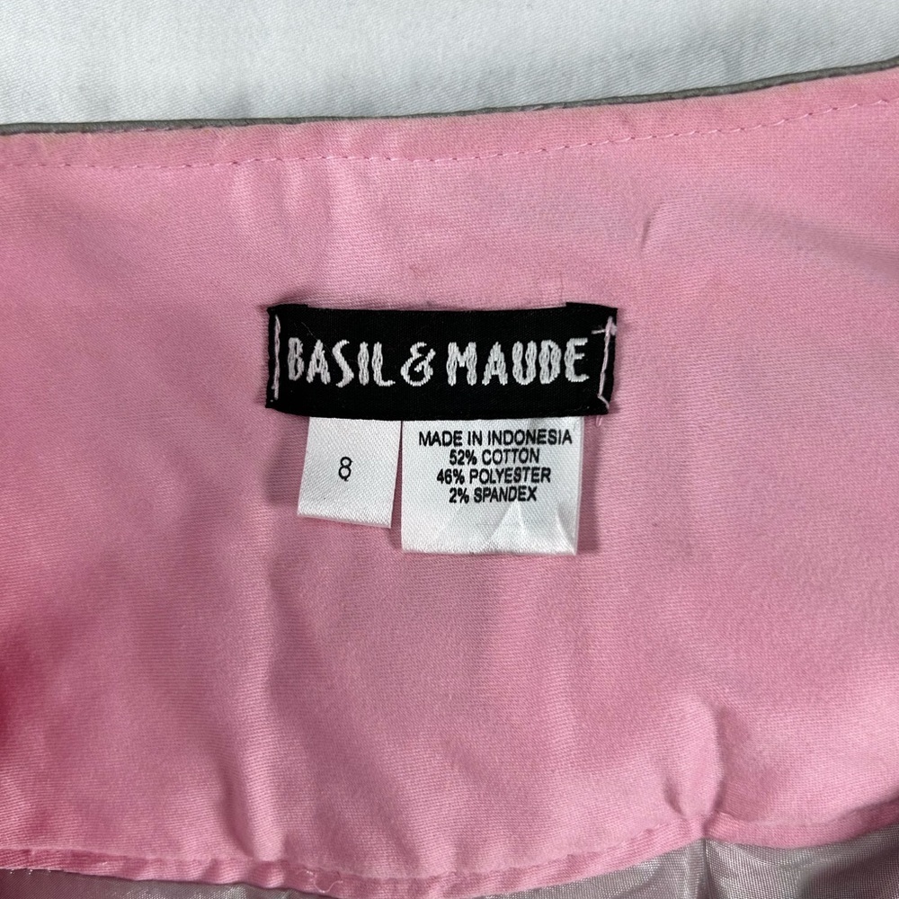 Basil & Maude Anthropologie Pink Hand Bali Boho Skirt Size 8 Elegant Embroidered - Picture 8 of 13